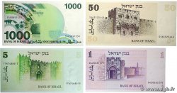 1, 5, 50 et 1000 Sheqalim Lot ISRAEL 1983 P.43, P.44, P.46a et P.49b AU+