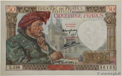 50 Francs JACQUES CŒUR FRANCE 1941 F.19.16 NEUF