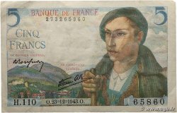 5 Francs BERGER FRANCE 1943 F.05.05