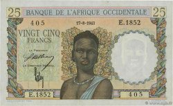 25 Francs FRENCH WEST AFRICA 1943 P.38