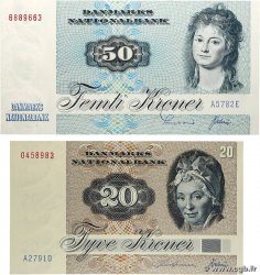 20 et 50 Kroner Lot DANEMARK 1978 P.049a et P.050c pr.NEUF