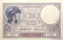 5 Francs FEMME CASQUÉE FRANCE 1918 F.03.02 SUP
