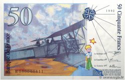 50 Francs SAINT-EXUPÉRY Petit numéro FRANCE 1992 F.72.01aH NEUF