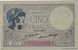 5 Francs FEMME CASQUÉE FRANCE 1927 F.03.11 TTB