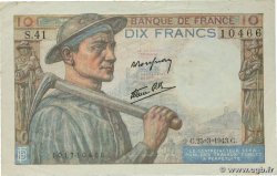 10 Francs MINEUR FRANCE 1943 F.08.08 TTB