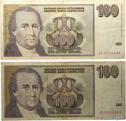 100 Dinara Lot YOUGOSLAVIE 1996 P.152 TB