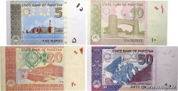 5 à 50 Rupees Lot PAKISTAN 2009 P.45i, P.47g, P.53b et P.55h FDC