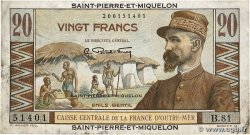 20 Francs Émile Gentil SAINT PIERRE ET MIQUELON 1946 P.24 TB
