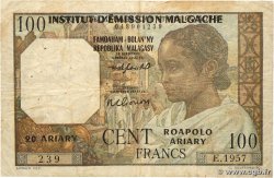 100 Francs - 20 Ariary MADAGASCAR 1961 P.052 B+