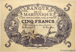 5 Francs Cabasson violet MARTINIQUE 1934 P.06 SPL
