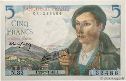 5 Francs BERGER FRANCE 1943 F.05.02