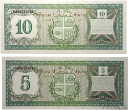 5 et 10 Florin Lot ARUBA 1986 P.01 et P.02 pr.NEUF