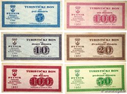 5, 10, 20, 50 et 100 Dinara Lot YOUGOSLAVIE 1951 P.FX.NL SUP