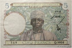 5 Francs FRENCH WEST AFRICA (1895-1958) 1942 P.25 VF+