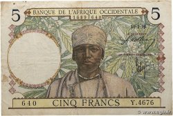 5 Francs AFRIQUE OCCIDENTALE FRANÇAISE (1895-1958) 1938 P.21 TB