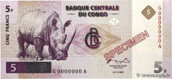 5 Francs Spécimen CONGO, DEMOCRATIC REPUBLIC 1997 P.086s