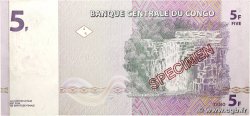 5 Francs Spécimen CONGO, DEMOCRATIC REPUBLIC 1997 P.086s AU-