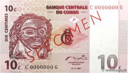 10 Centimes Spécimen CONGO, DEMOCRATIC REPUBLIC 1997 P.082s