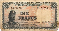 10 Francs BELGIAN CONGO 1958 P.30b