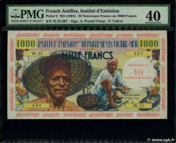 10 Nouveaux Francs sur 1000 Francs Pêcheur FRENCH ANTILLES 1960 P.02