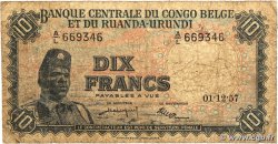 10 Francs BELGIAN CONGO 1957 P.30b
