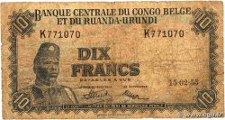 10 Francs BELGIAN CONGO 1955 P.30a