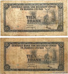 10 Francs Lot BELGIAN CONGO 1959 P.30b G