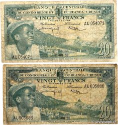 20 Francs Lot BELGIAN CONGO 1959 P.31