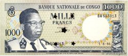 1000 Francs Annulé CONGO, DEMOCRATIC REPUBLIC 1964 P.008a