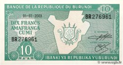 10 Francs BURUNDI 2003 P.33d