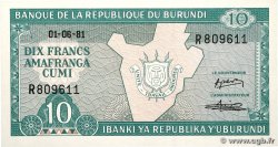 10 Francs BURUNDI 1981 P.33a FDC