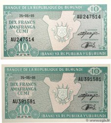 10 Francs Lot BURUNDI 1995 P.33c ST