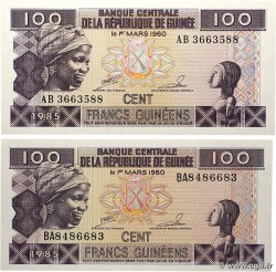 100 Francs Guinéens Lot GUINEA 1985 P.30a q.FDC