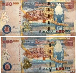 50000 Kwacha Lot ZAMBIE 2006 P.48b et P.48e B+