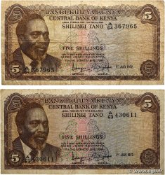 5 Shillings Lot KENYA 1972 P.06c VG