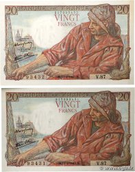 20 Francs PÊCHEUR Consécutifs FRANCE 1943 F.13.06