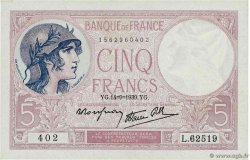 5 Francs FEMME CASQUÉE modifié FRANCE 1939 F.04.08