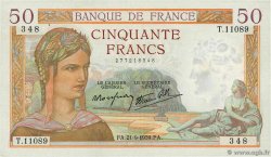 50 Francs CÉRÈS modifié FRANCE 1939 F.18.31