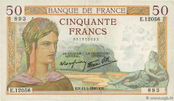 50 Francs CÉRÈS modifié FRANCE 1940 F.18.37