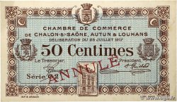 50 Centimes Annulé FRANCE regionalismo e varie Châlon-Sur-Saône, Autun et Louhans 1917 JP.042.13
