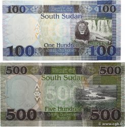 100 et 500 Pounds Lot SOUDAN DU SUD 2015 P.15a et P.16 NEUF