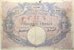 50 Francs BLEU ET ROSE FRANCE 1911 F.14.24