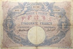 50 Francs BLEU ET ROSE FRANCE 1914 F.14.27