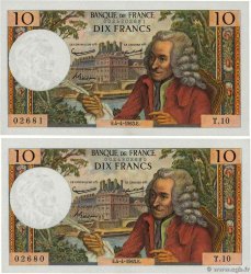 10 Francs VOLTAIRE Consécutifs FRANCE 1963 F.62.02