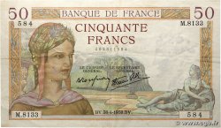 50 Francs CÉRÈS modifié FRANCE 1938 F.18.12
