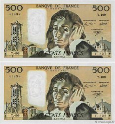 500 Francs PASCAL Consécutifs FRANCE 1993 F.71.52 pr.NEUF