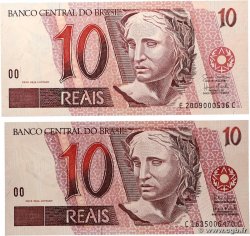 10 Reais Lot BRÉSIL 1997 P.245AG et P.245Ak pr.NEUF