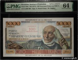 100 NF sur 5000 Francs Schoelcher Épreuve REUNION  1967 P.56bs UNC-