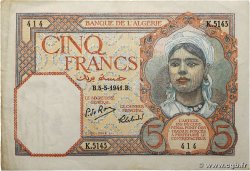 5 Francs ALGERIA 1941 P.077b BB