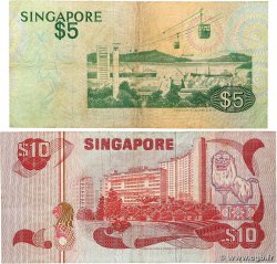 5 et 10 Dollars Lot SINGAPOUR 1976 P.10 et P.11b TB